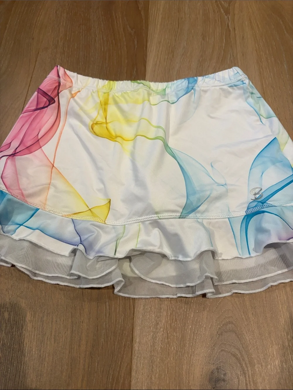 Sofibella Girls Size L White Rainbow-Accent Tank Top & Skirt Matching Set.